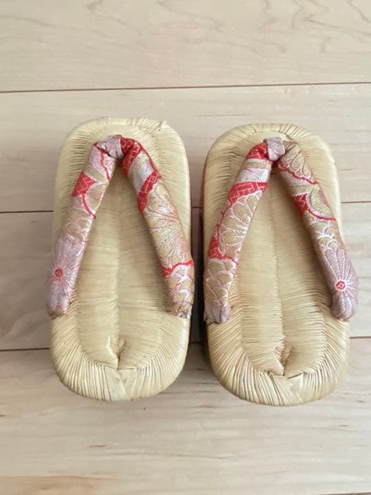 アンティーク　ぽっこり草履　鶴羽