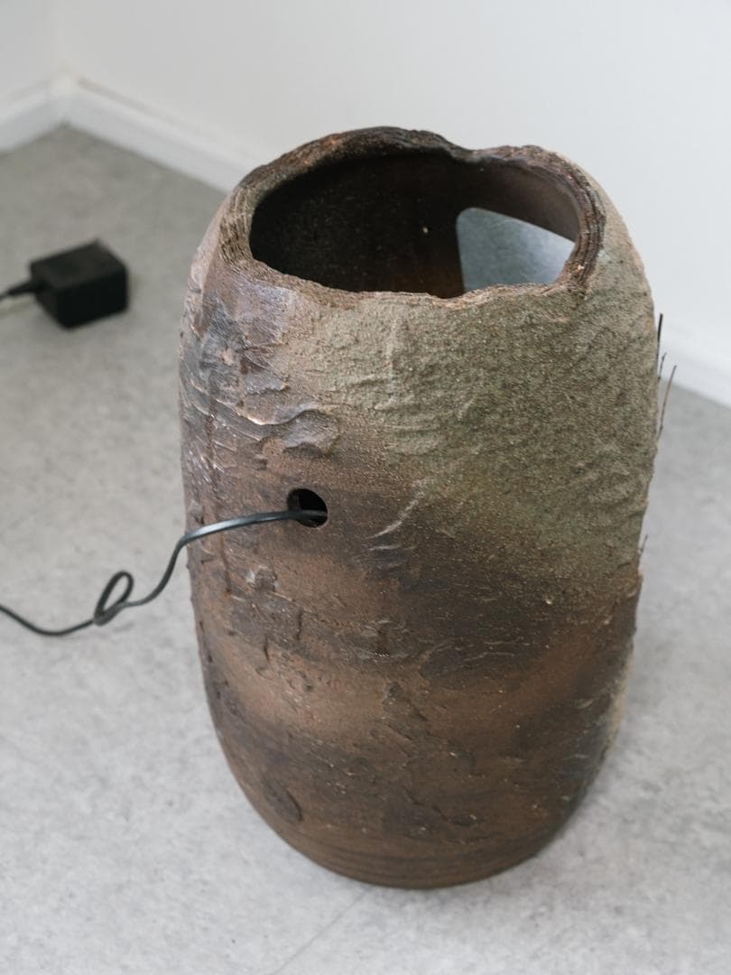 和モダン 信楽焼 つくばい照明 灯り オブジェ 陶器　ライト 什器