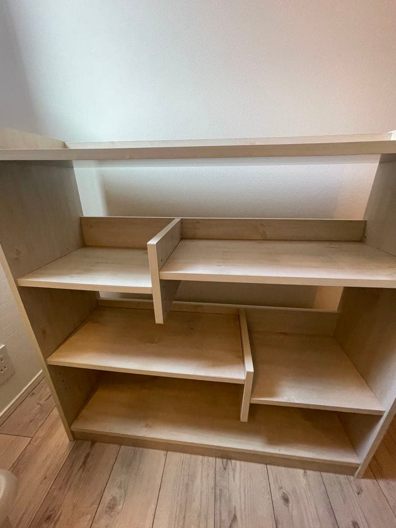 収納ラック シンプル本棚 可動棚付き 幅90cm ラック ホワイトウッド 収納棚