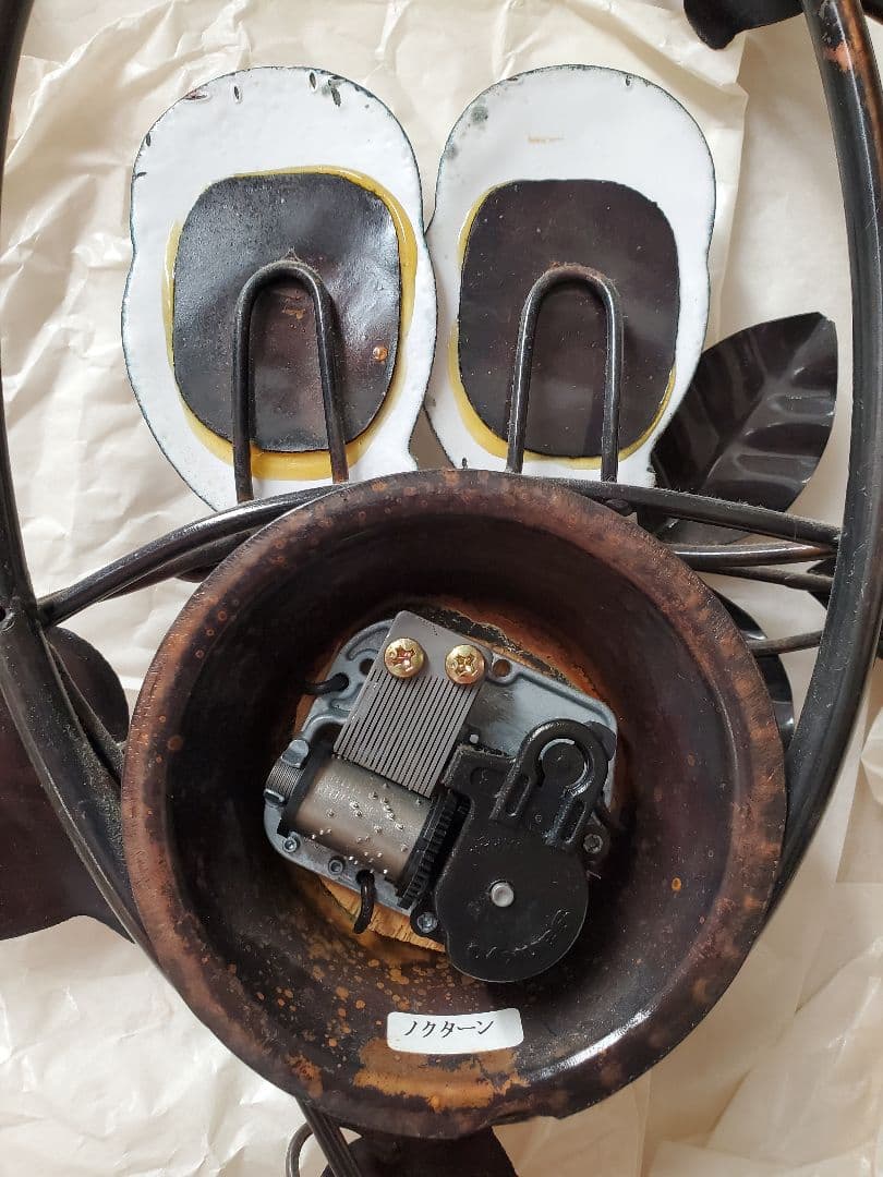 フクロウの壁掛けオルゴール　北一硝子