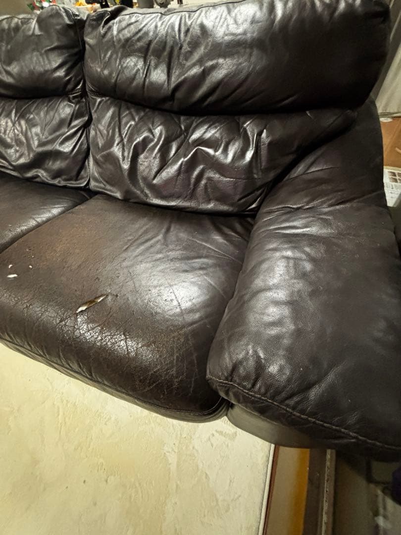 高級ソファ 本革 大塚家具 茶色 レザーワールド　3人サイズ