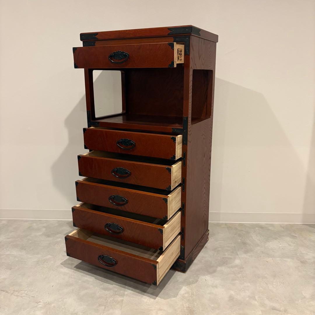 福島民芸　民芸家具　電話台　6段チェスト