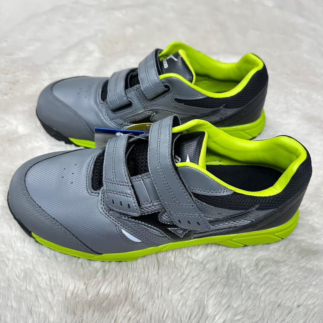 ✨美品✨新品ミズノ安全靴26.5cm 軽量グレー×黄JSAA A種マジックテープ