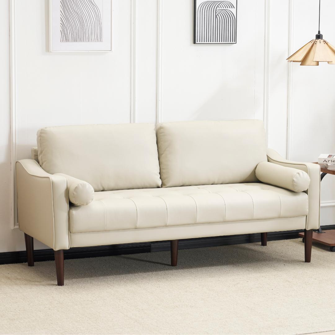 ソアラ　2人掛け　肘掛け付き　枕付き　取り外し可能な脚　WHITE