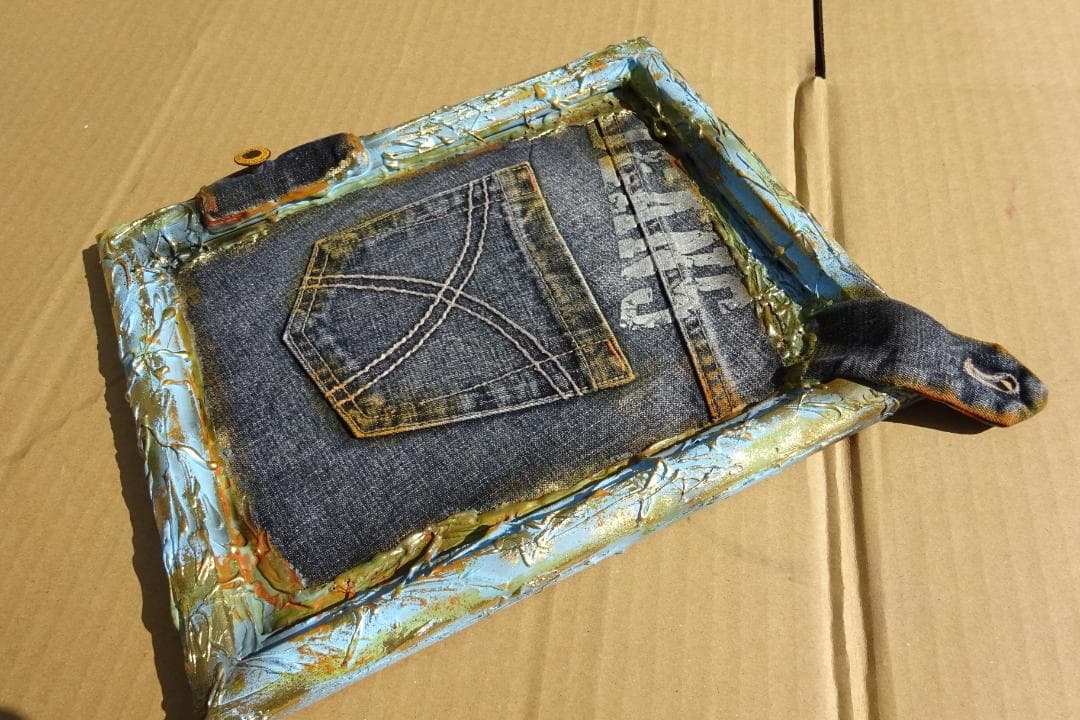 デニム フォトフレーム 写真立て インテリア雑貨 小物入れ ポケット 壁掛け