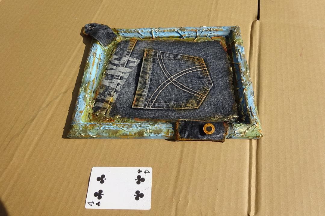 デニム フォトフレーム 写真立て インテリア雑貨 小物入れ ポケット 壁掛け