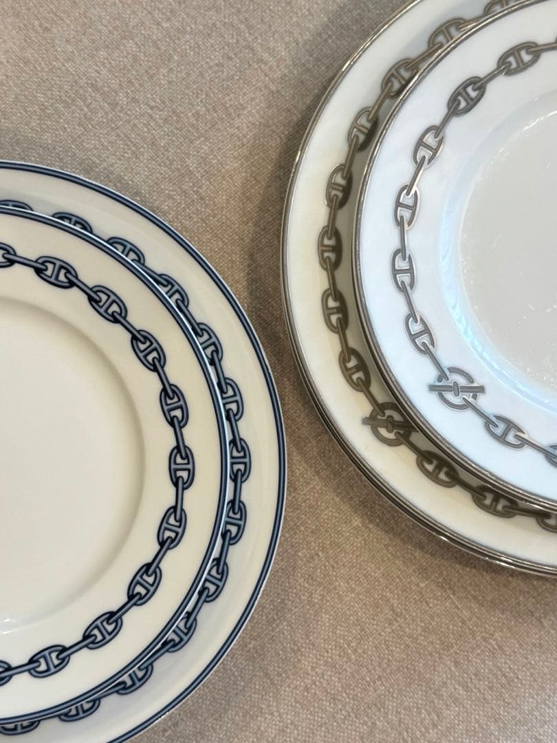 HERMES プレート3枚セット シェーヌダンクル 27cm ブルー