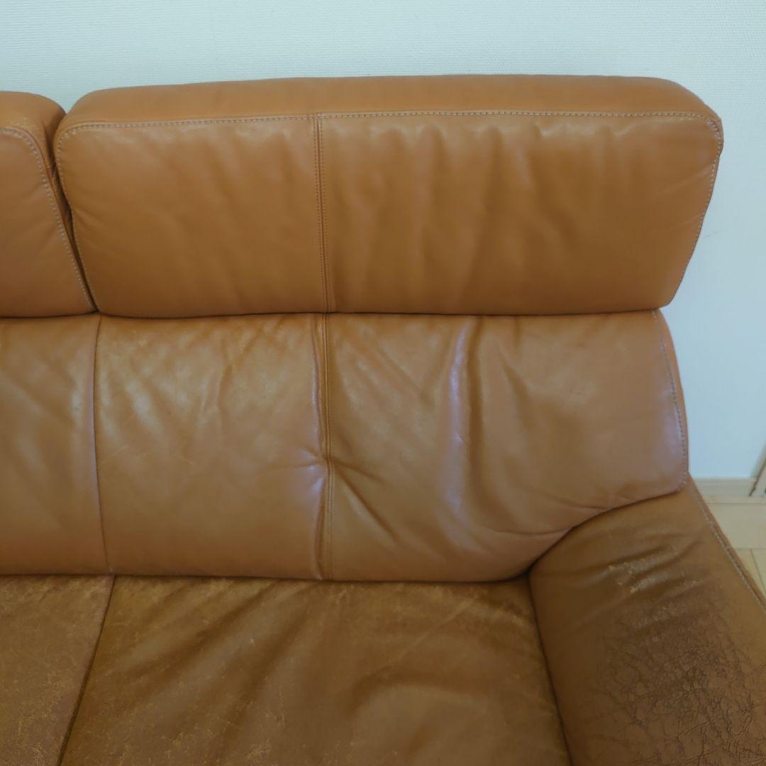人気カリモク　本革　ソファー　2.5人掛け　アームレスト　ブラウン