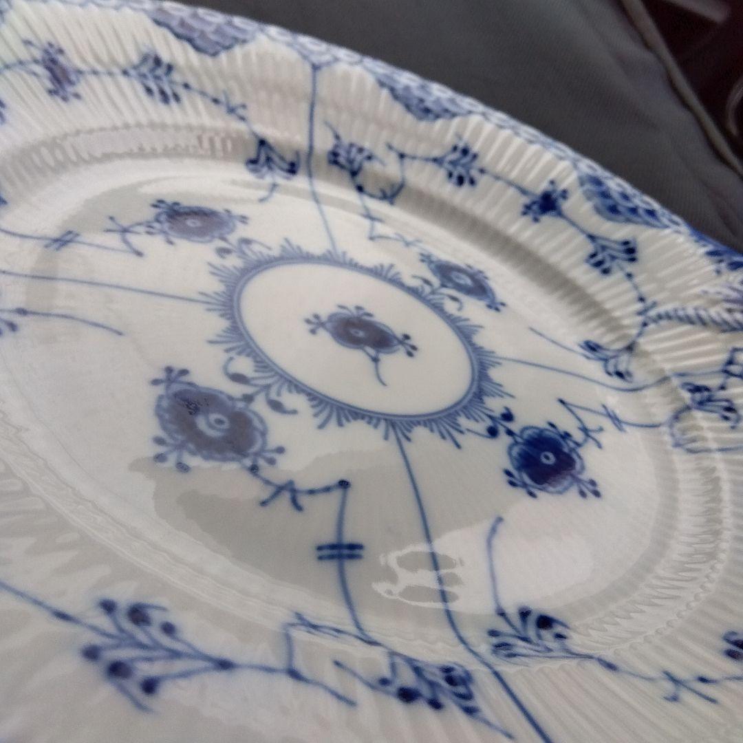 ロイヤルコペンハーゲン B＆Bプレート 大皿 ブルーフルーテッド　ハーフレース