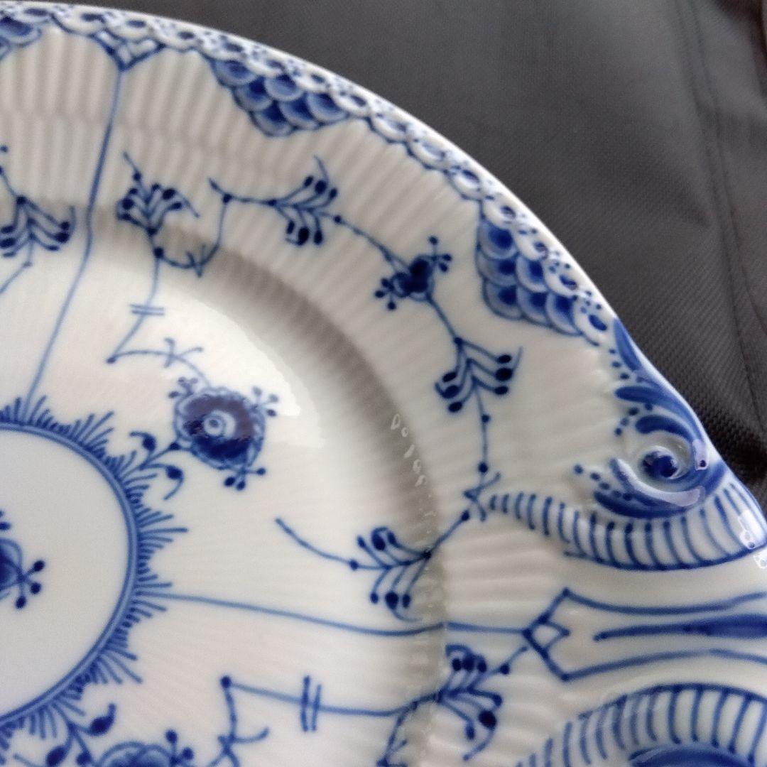 ロイヤルコペンハーゲン B＆Bプレート 大皿 ブルーフルーテッド　ハーフレース