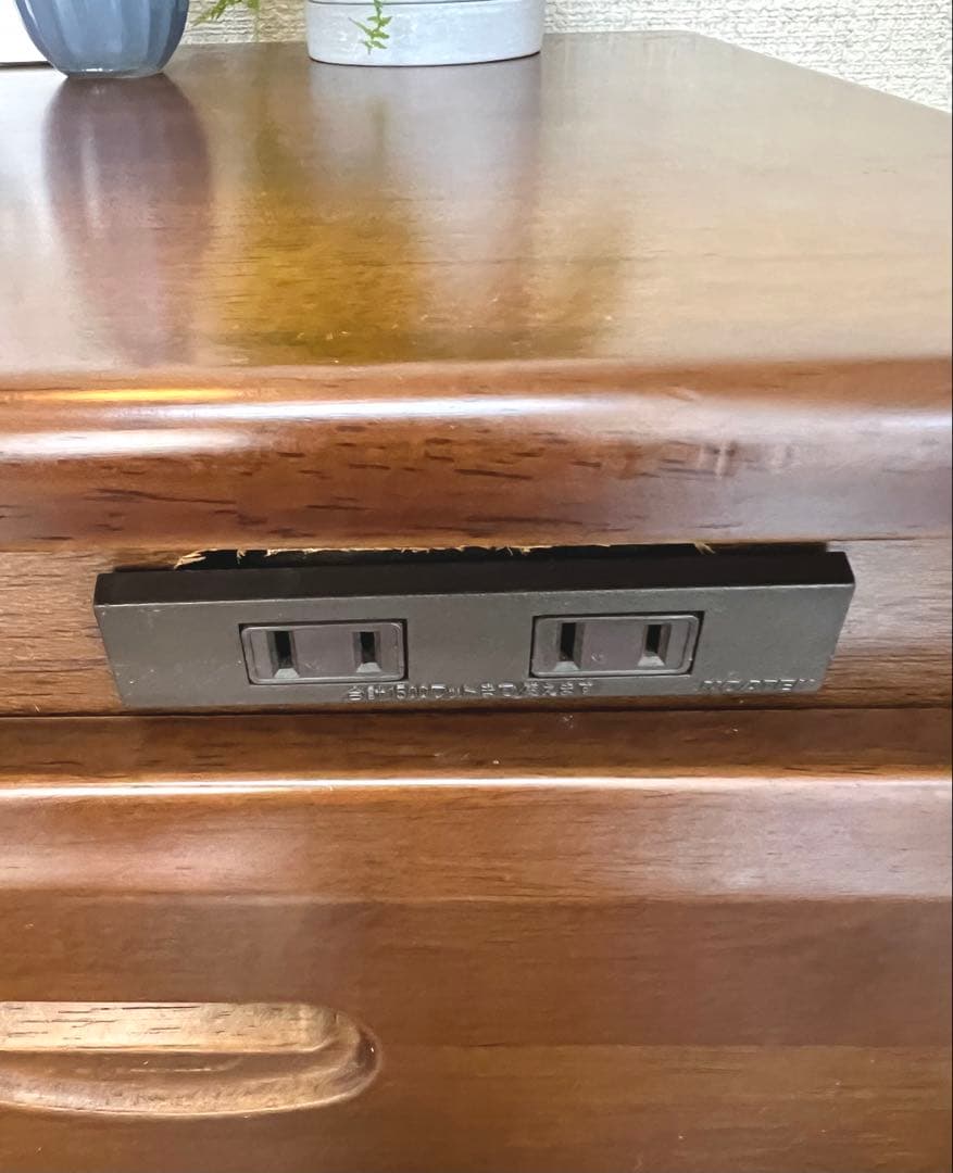 【匿名配送】木製キッチンカウンター 引き出し・スライド・コンセント・キャスター付