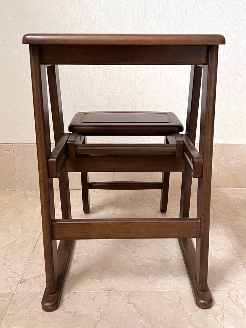あずま工芸 レトロ 木製踏み台　2段式　ステップチェア