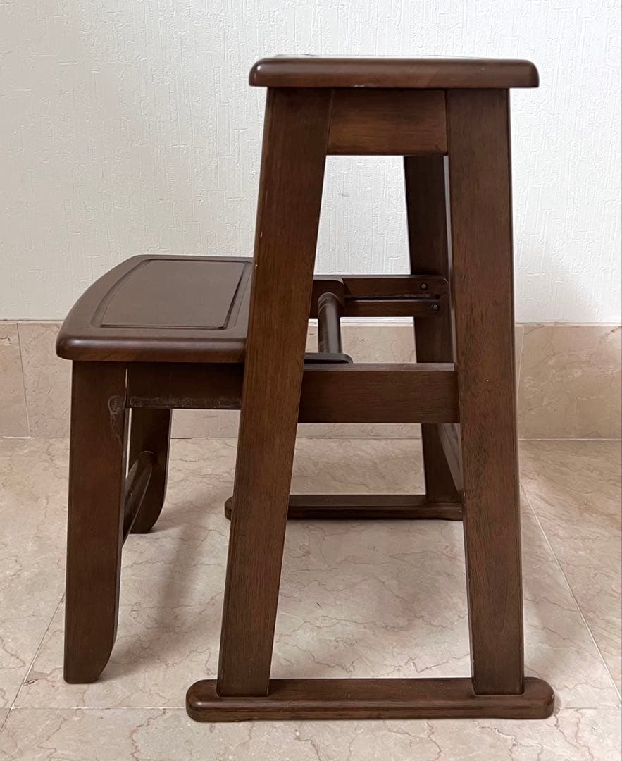 あずま工芸 レトロ 木製踏み台　2段式　ステップチェア