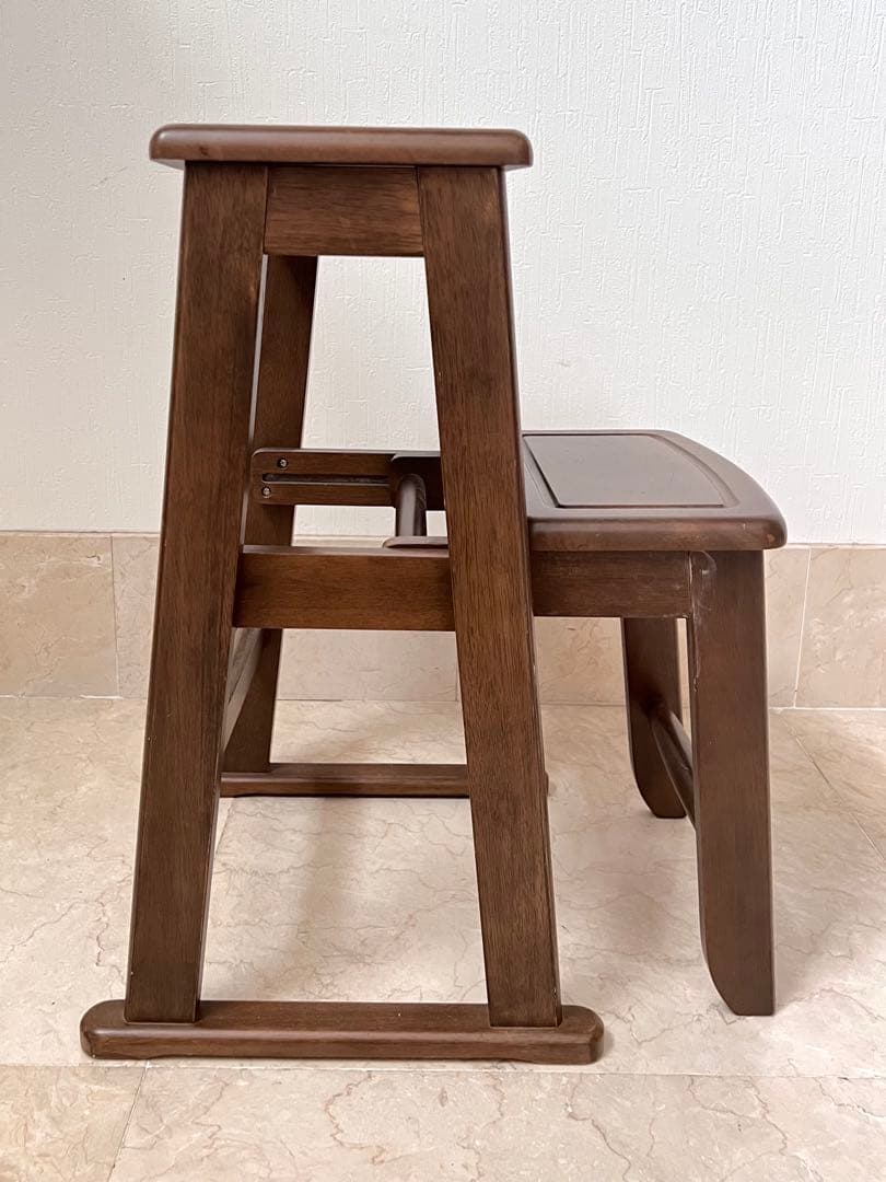 あずま工芸 レトロ 木製踏み台　2段式　ステップチェア