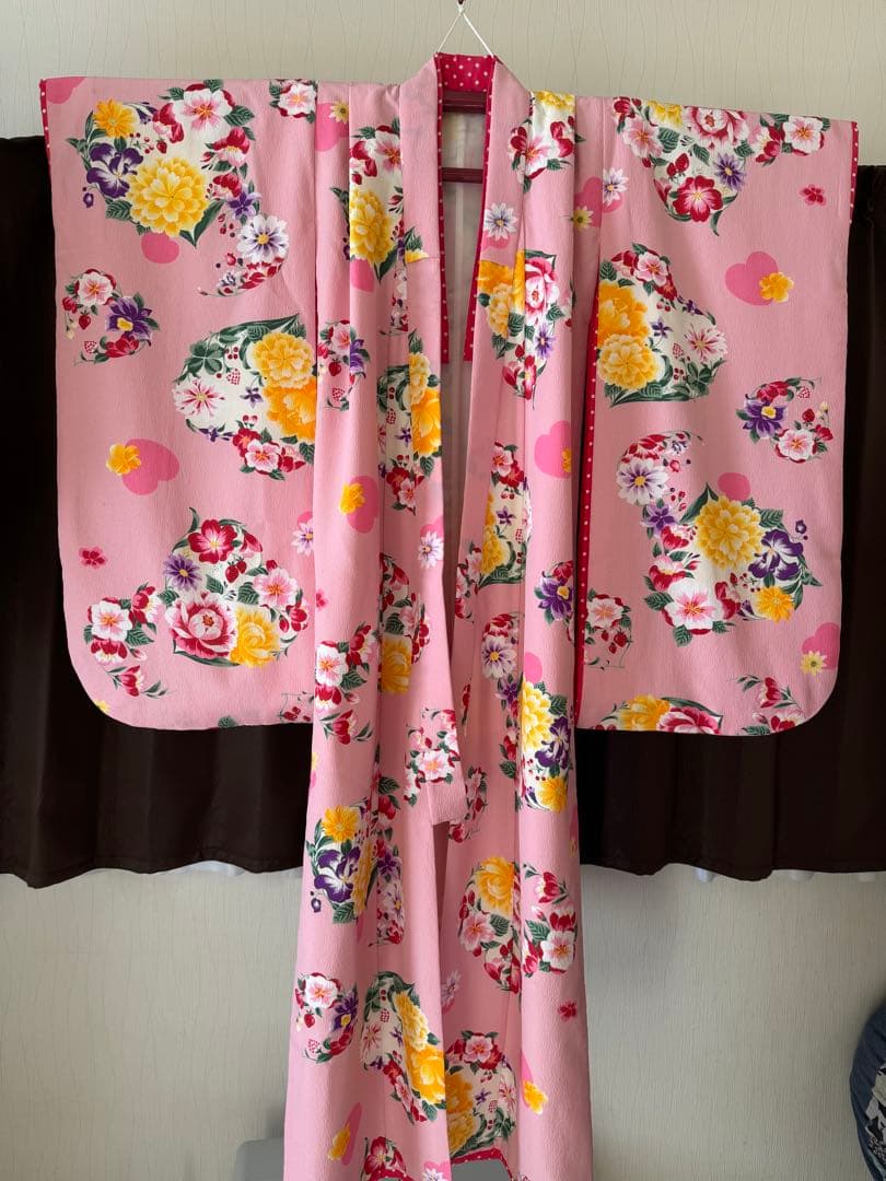 七五三 着物セット ピンク花柄　七歳