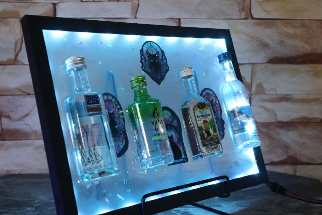 LEDインテリア ハンドメイドレジンアート ミニチュアボトルディスプレイ 酒