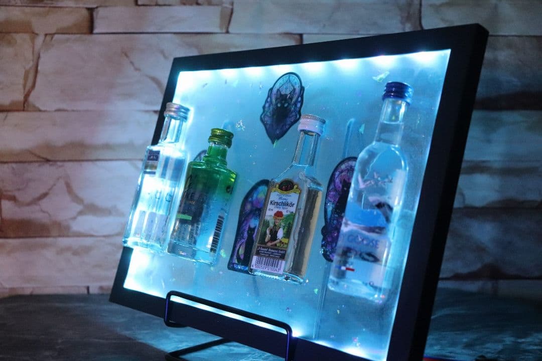 LEDインテリア ハンドメイドレジンアート ミニチュアボトルディスプレイ 酒