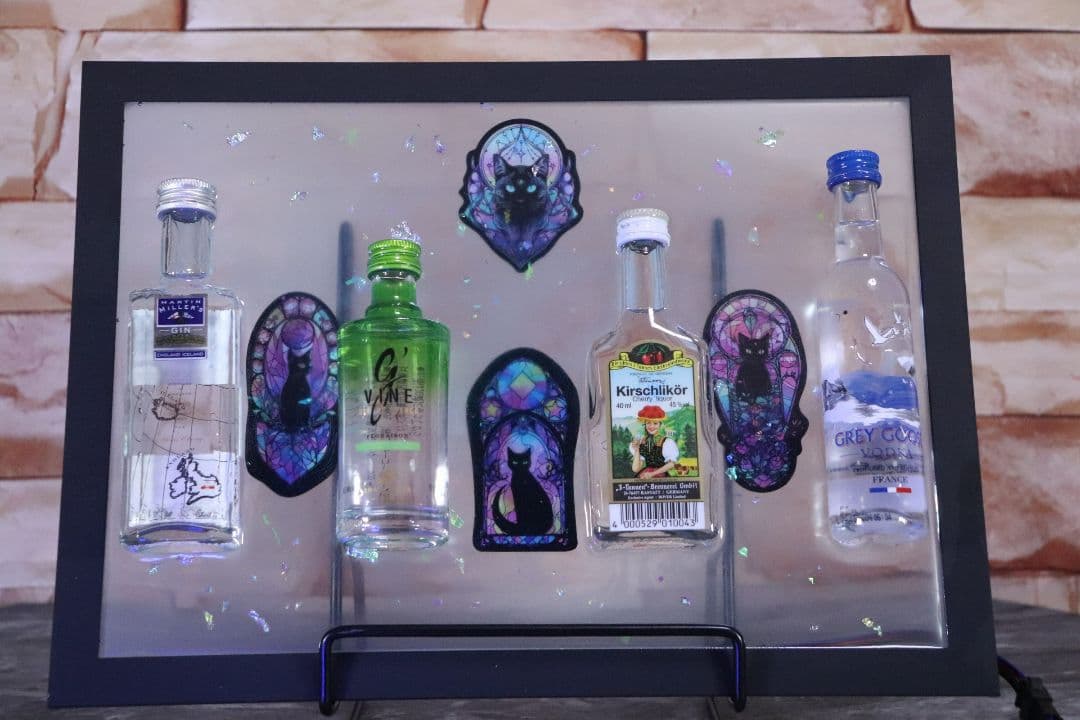 LEDインテリア ハンドメイドレジンアート ミニチュアボトルディスプレイ 酒