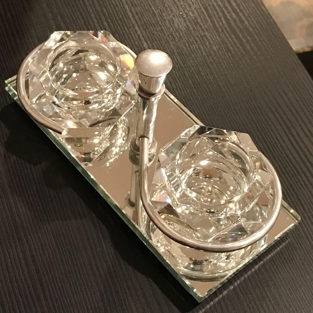 激レア♪オールドバカラBACCARATソルトセラー美しい鏡台座付き★塩胡椒入れ★