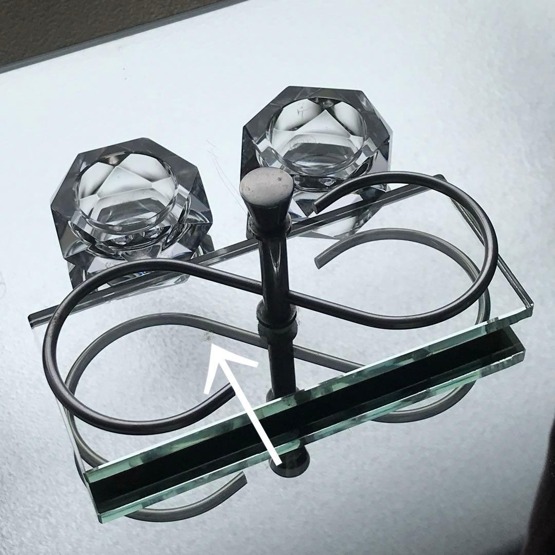 激レア♪オールドバカラBACCARATソルトセラー美しい鏡台座付き★塩胡椒入れ★