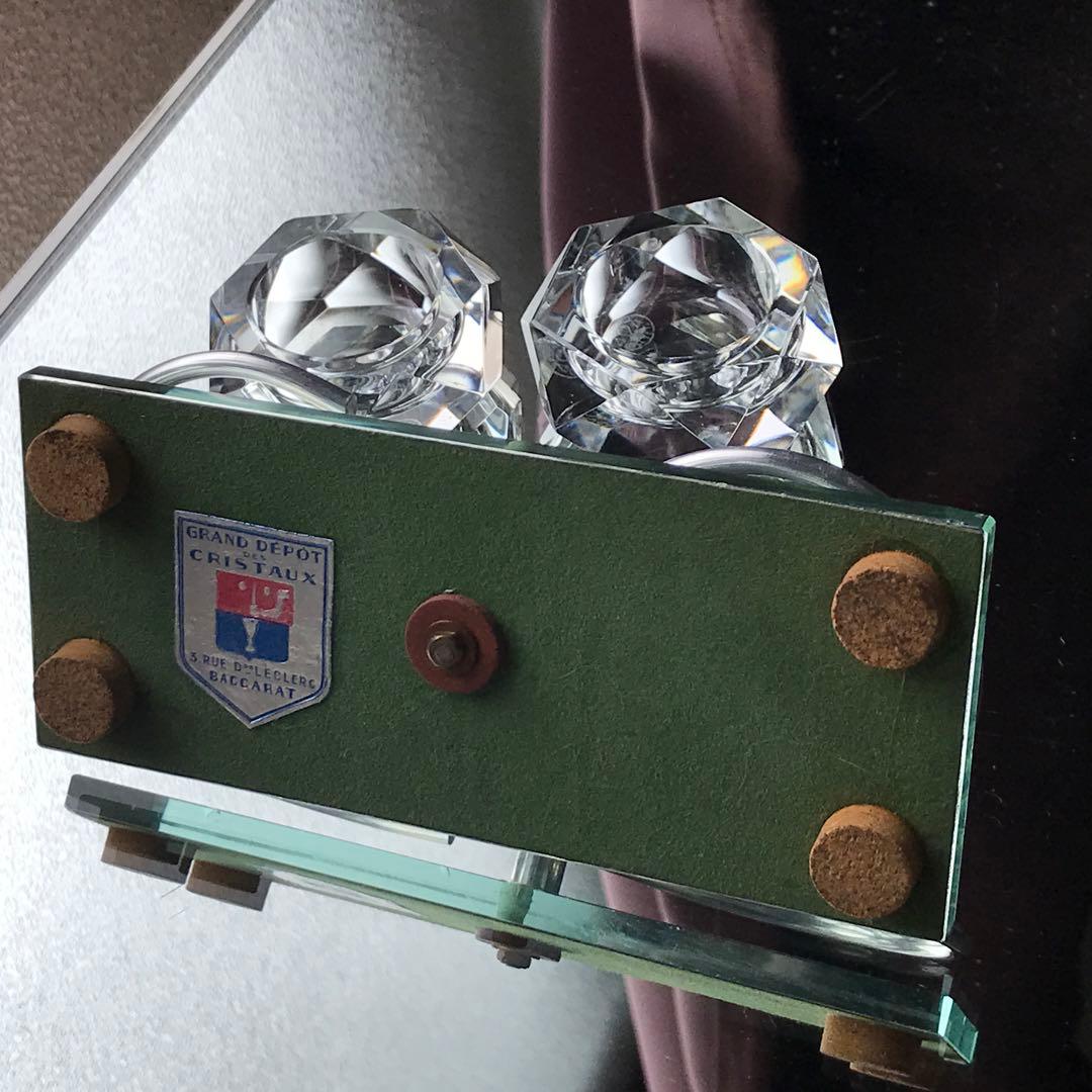 激レア♪オールドバカラBACCARATソルトセラー美しい鏡台座付き★塩胡椒入れ★