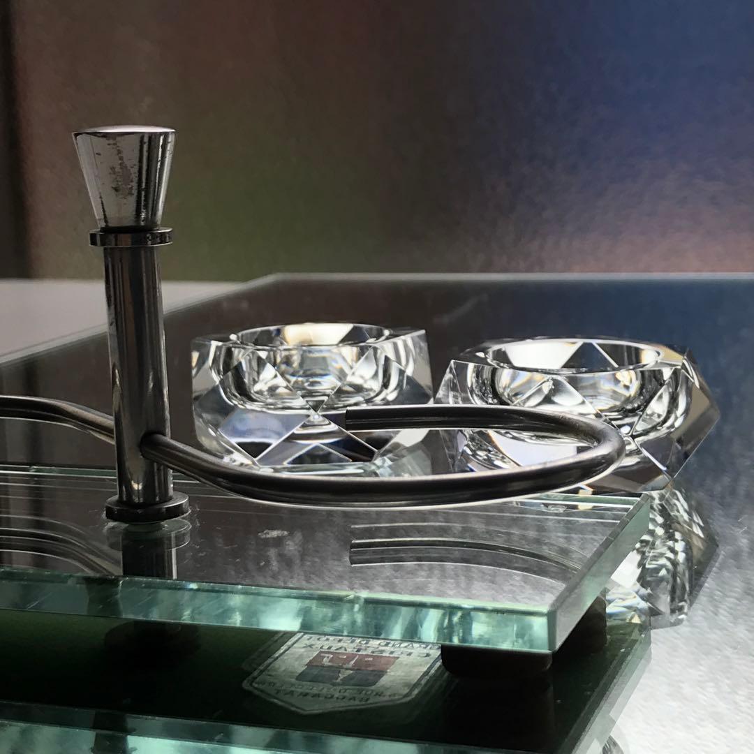 激レア♪オールドバカラBACCARATソルトセラー美しい鏡台座付き★塩胡椒入れ★