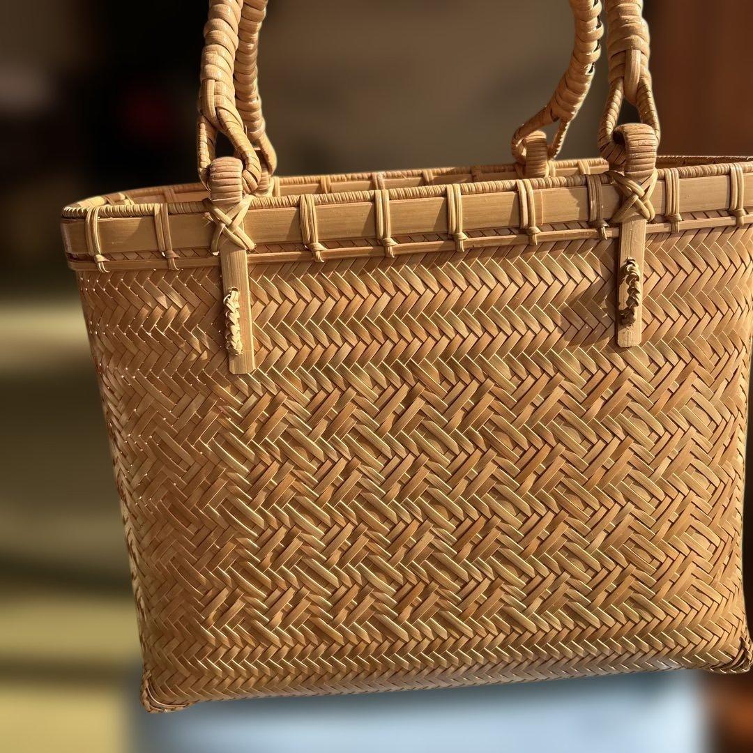 たけ編み込みバック　地元の竹で作成　とっても素敵です