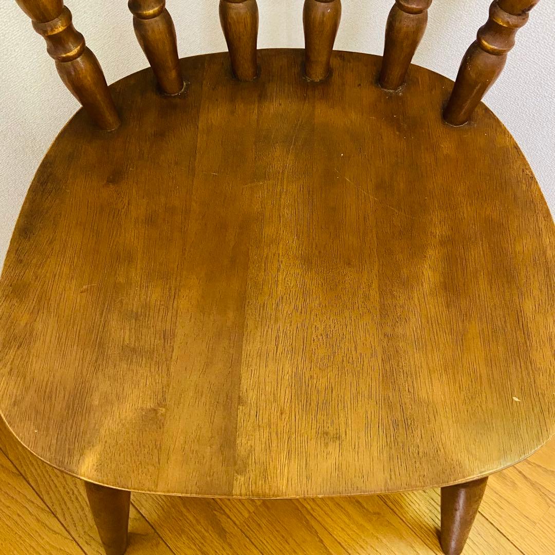 木製 アンティーク調 レトロ スピンドルバックチェア ブラウン　ダイニング　椅子