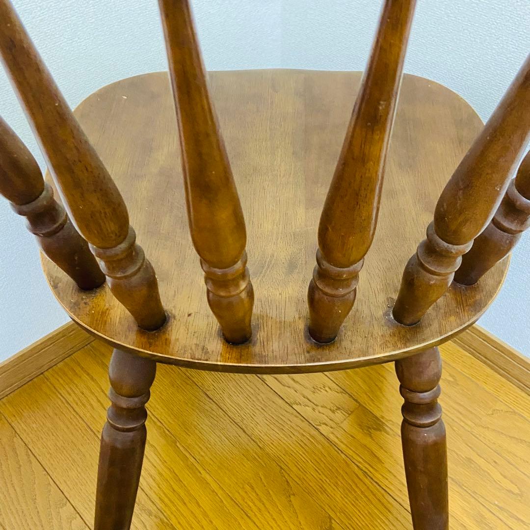 木製 アンティーク調 レトロ スピンドルバックチェア ブラウン　ダイニング　椅子