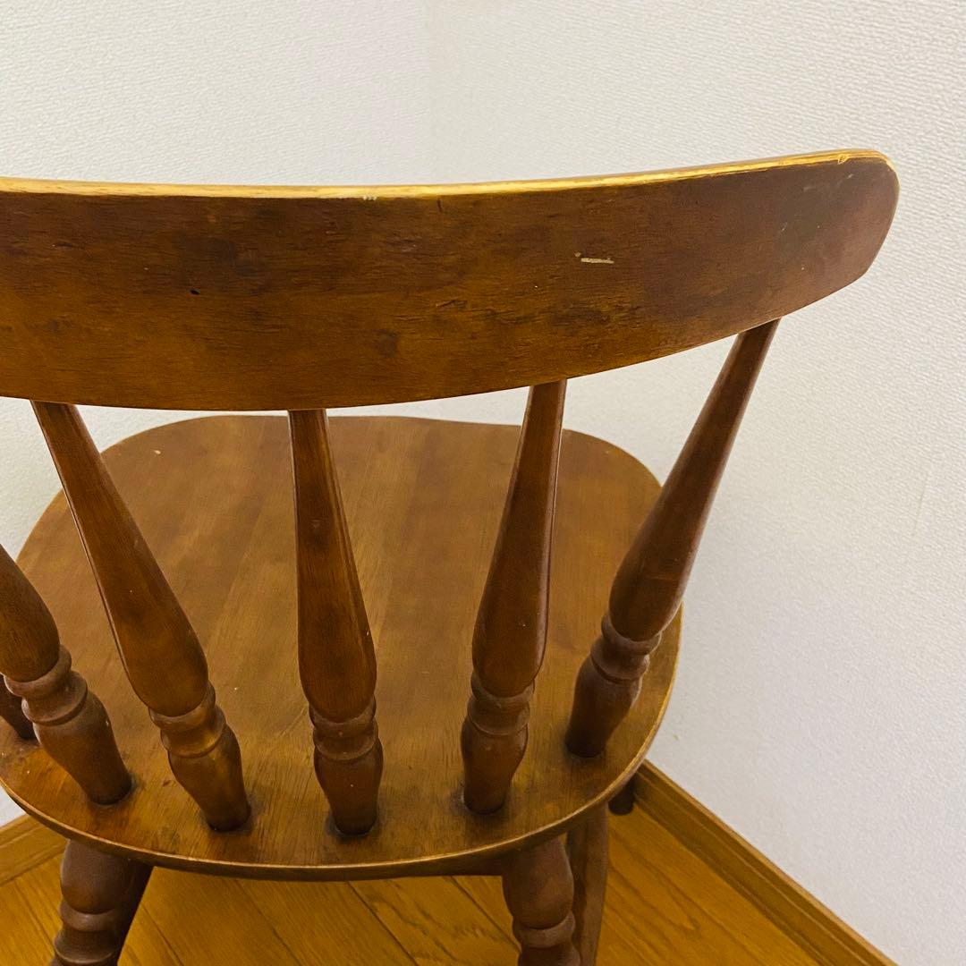 木製 アンティーク調 レトロ スピンドルバックチェア ブラウン　ダイニング　椅子