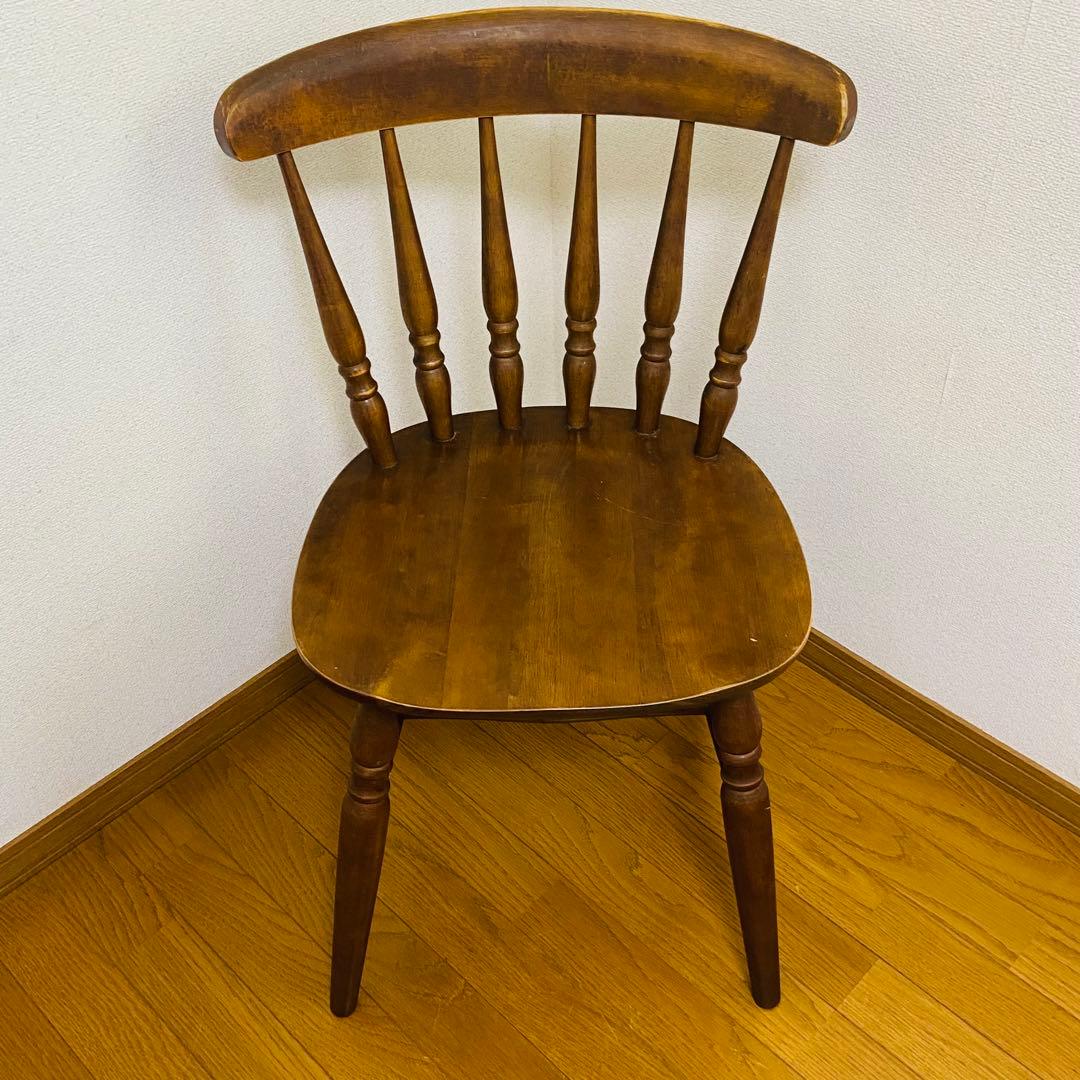 木製 アンティーク調 レトロ スピンドルバックチェア ブラウン　ダイニング　椅子