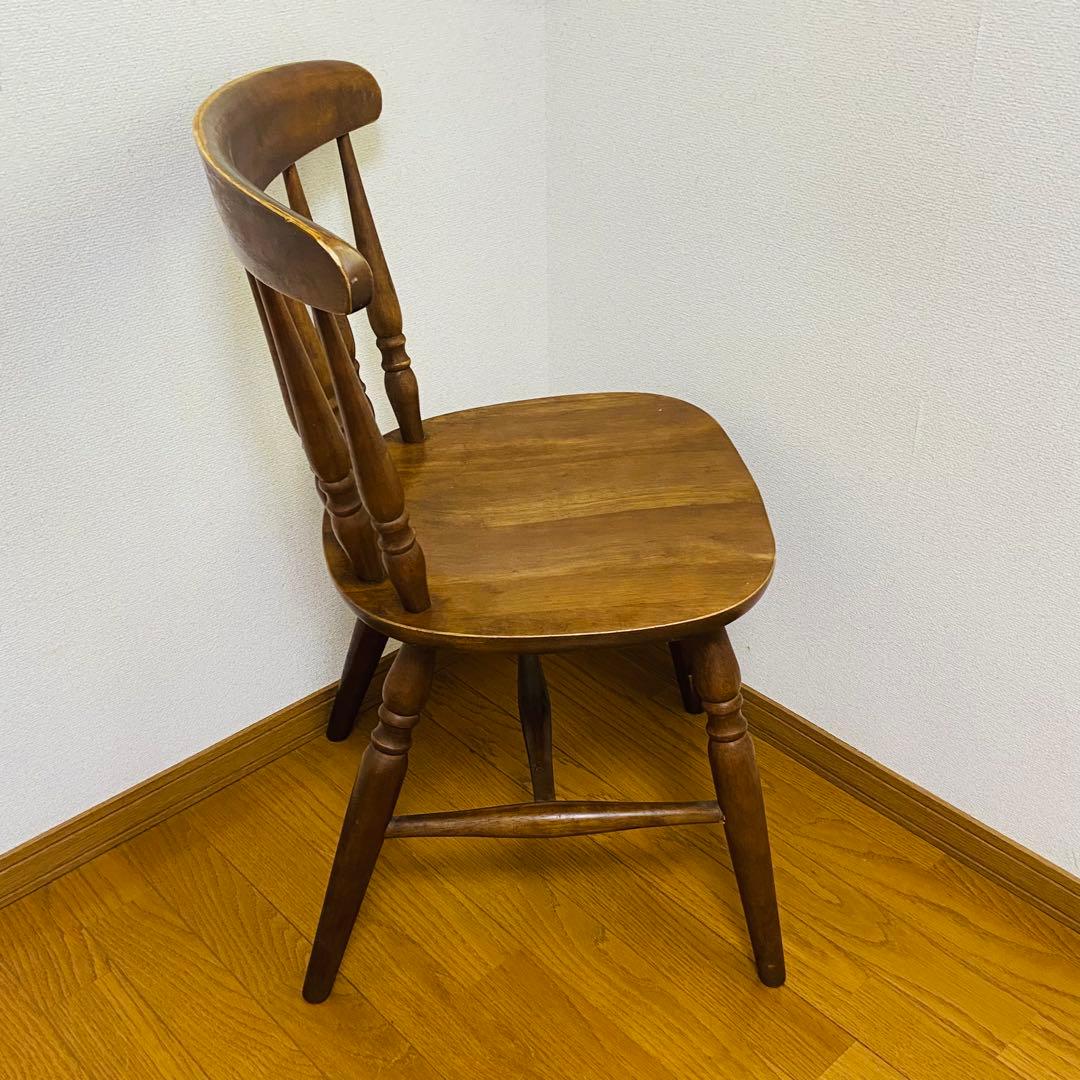 木製 アンティーク調 レトロ スピンドルバックチェア ブラウン　ダイニング　椅子