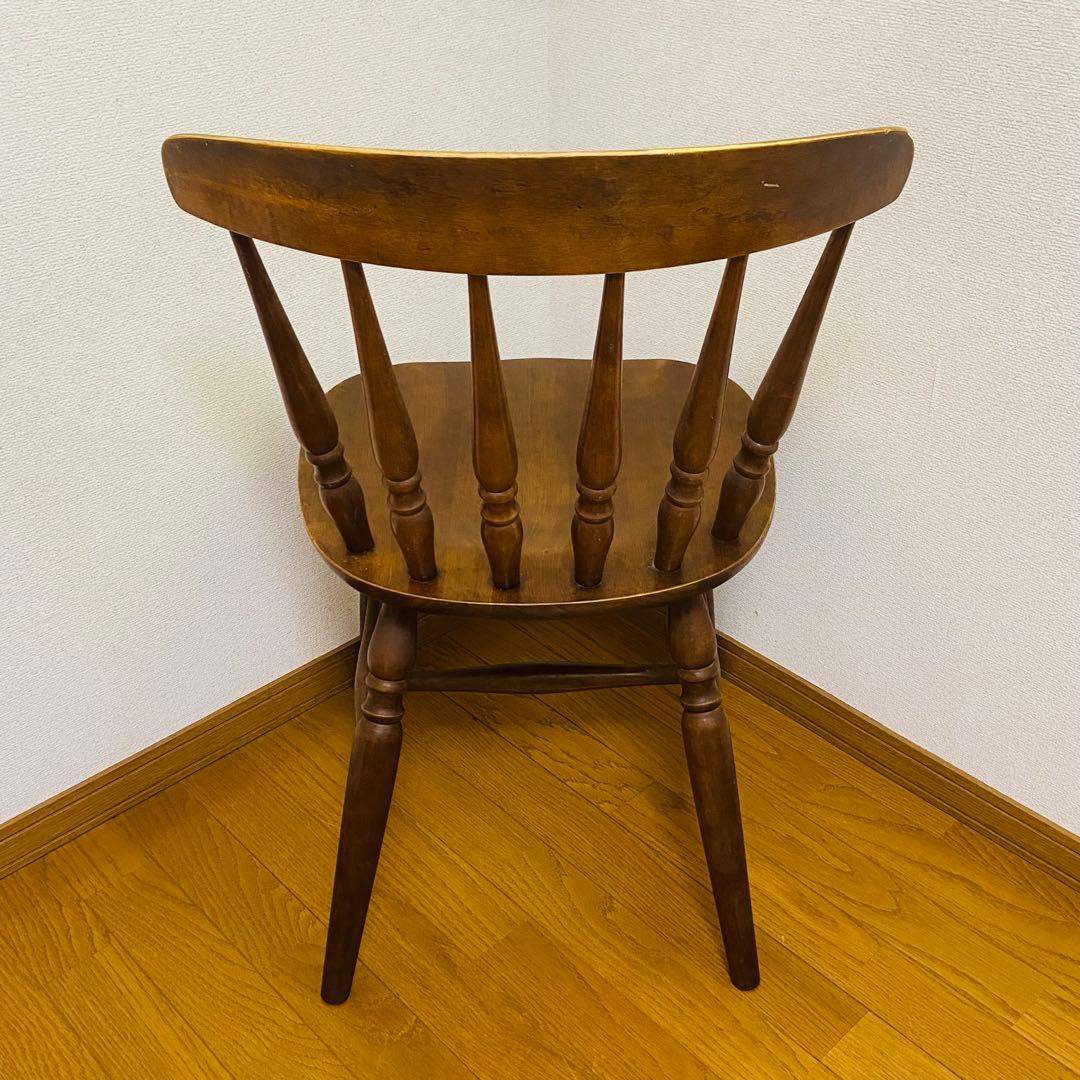 木製 アンティーク調 レトロ スピンドルバックチェア ブラウン　ダイニング　椅子