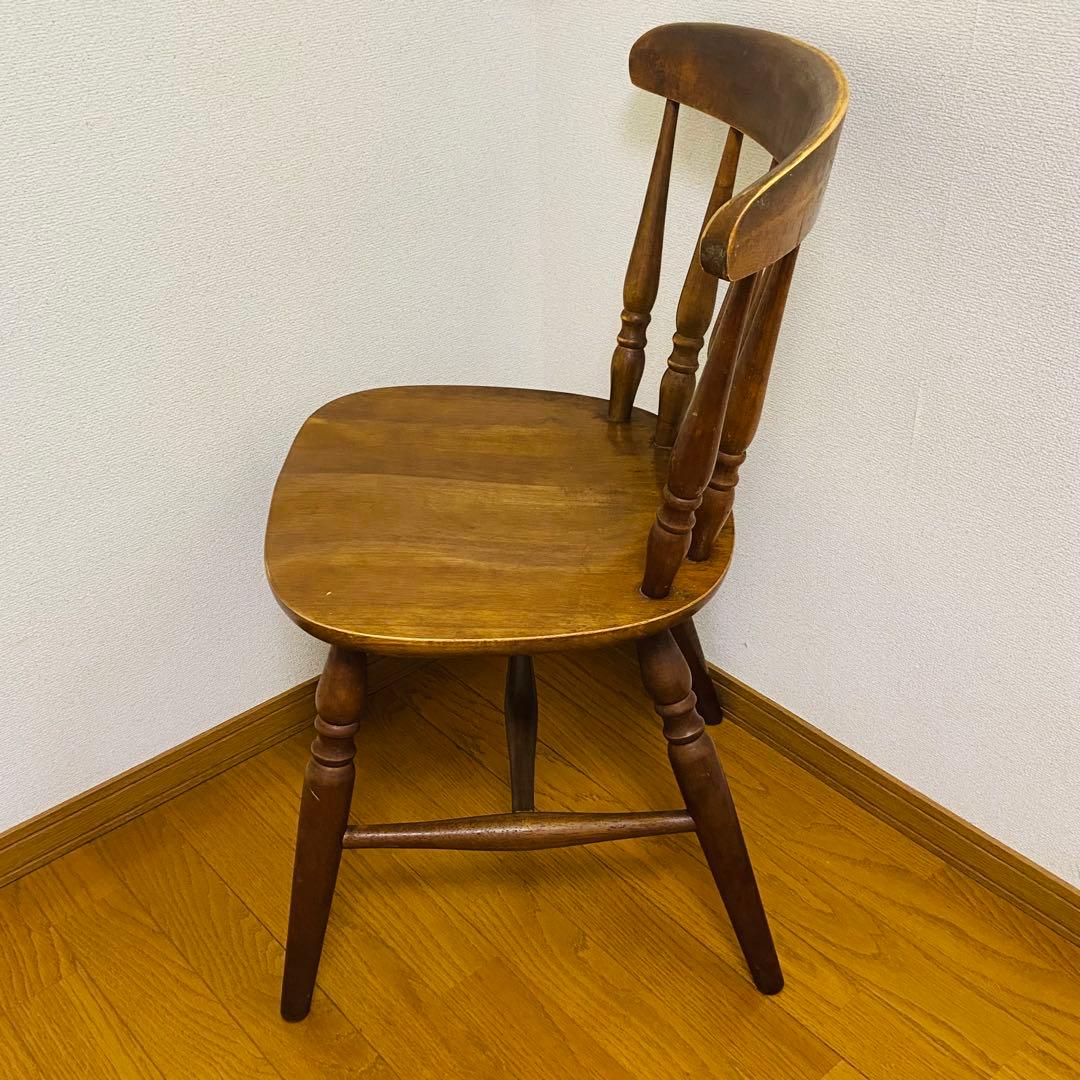 木製 アンティーク調 レトロ スピンドルバックチェア ブラウン　ダイニング　椅子