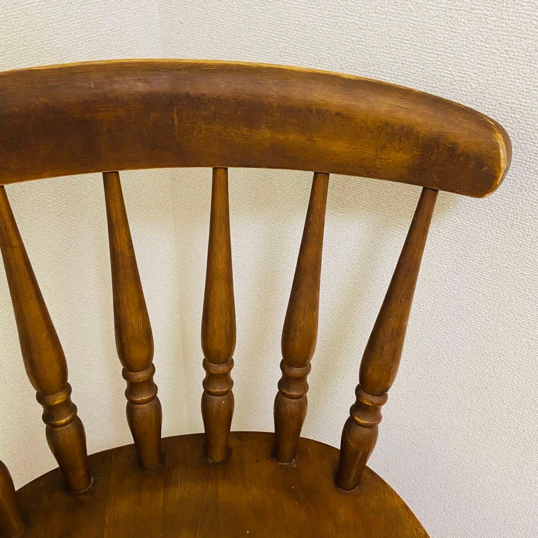 木製 アンティーク調 レトロ スピンドルバックチェア ブラウン　ダイニング　椅子