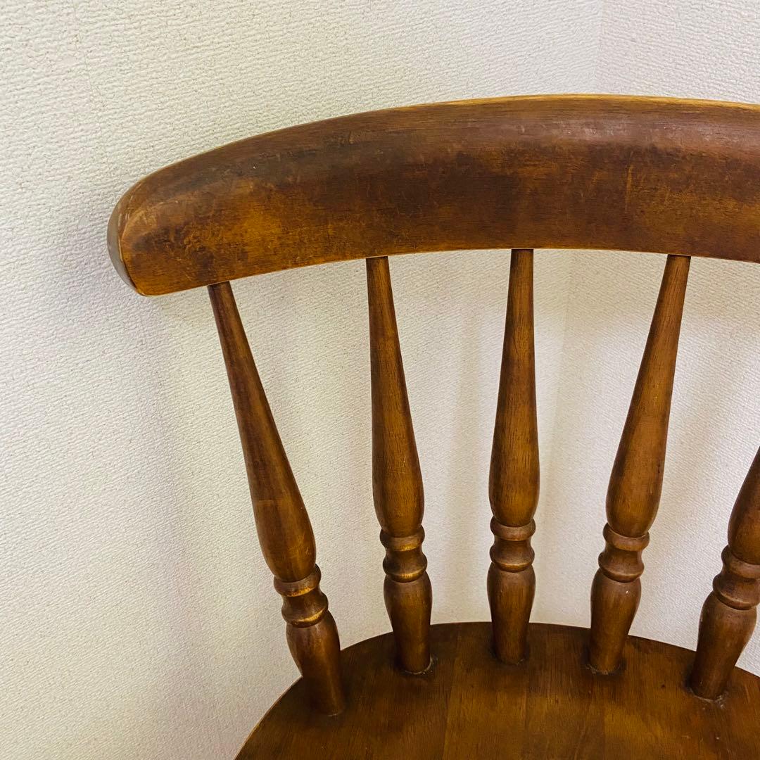 木製 アンティーク調 レトロ スピンドルバックチェア ブラウン　ダイニング　椅子