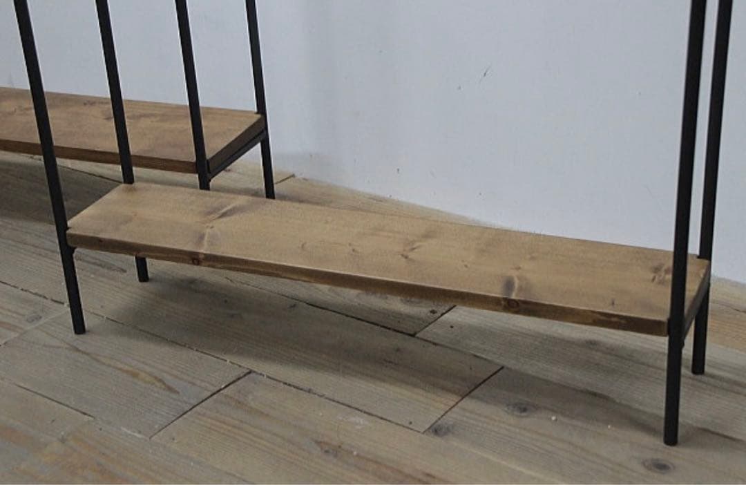 木枠屋 ハンガーラック スリム ブラック アイアン 天然木