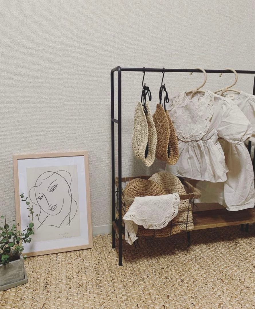 木枠屋 ハンガーラック スリム ブラック アイアン 天然木