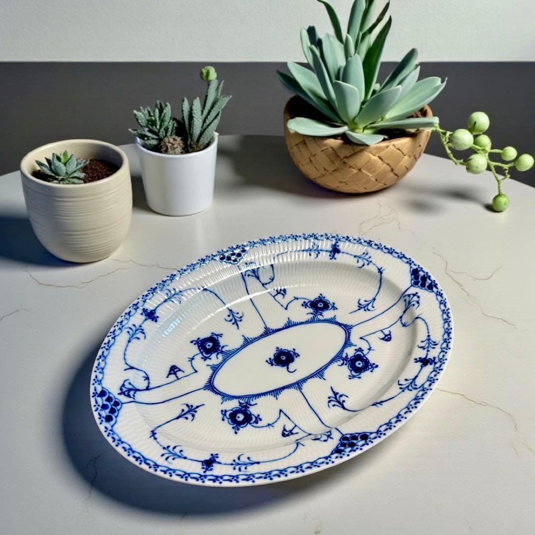 ロイヤルコペンハーゲン ブルーフルーテッド ハーフレース オーバルプレート 大皿