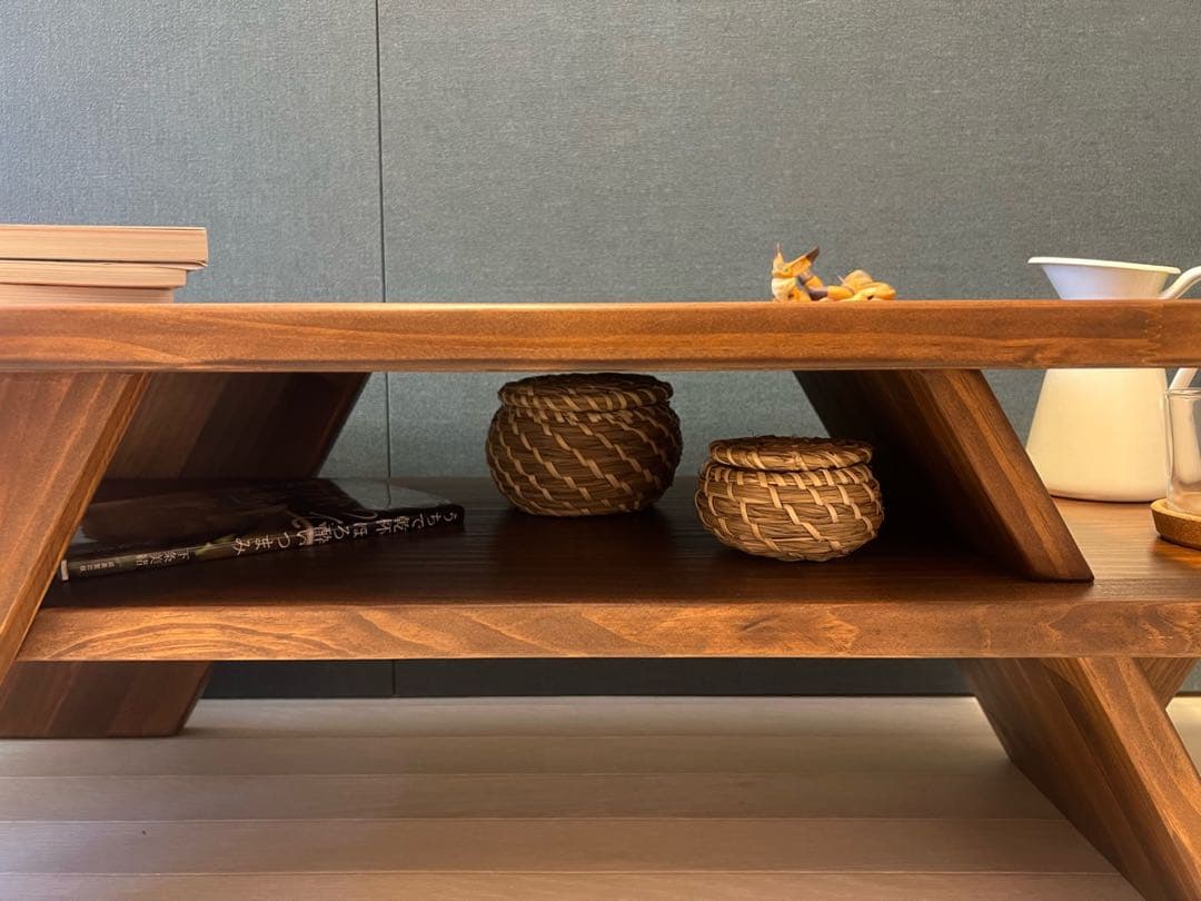 【送料無料】 ローテーブル アングル脚 110cm 45cm パイン Br