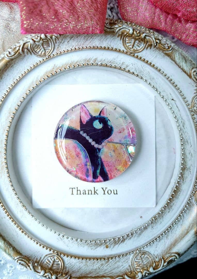 レジン　猫　ヘアゴム　ブローチ　ポニーフック　No.421