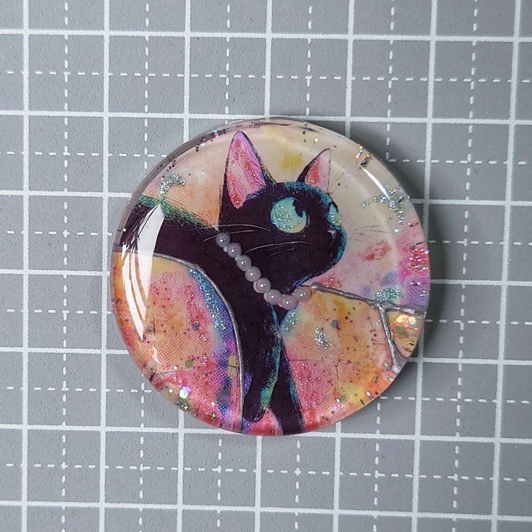 レジン　猫　ヘアゴム　ブローチ　ポニーフック　No.421