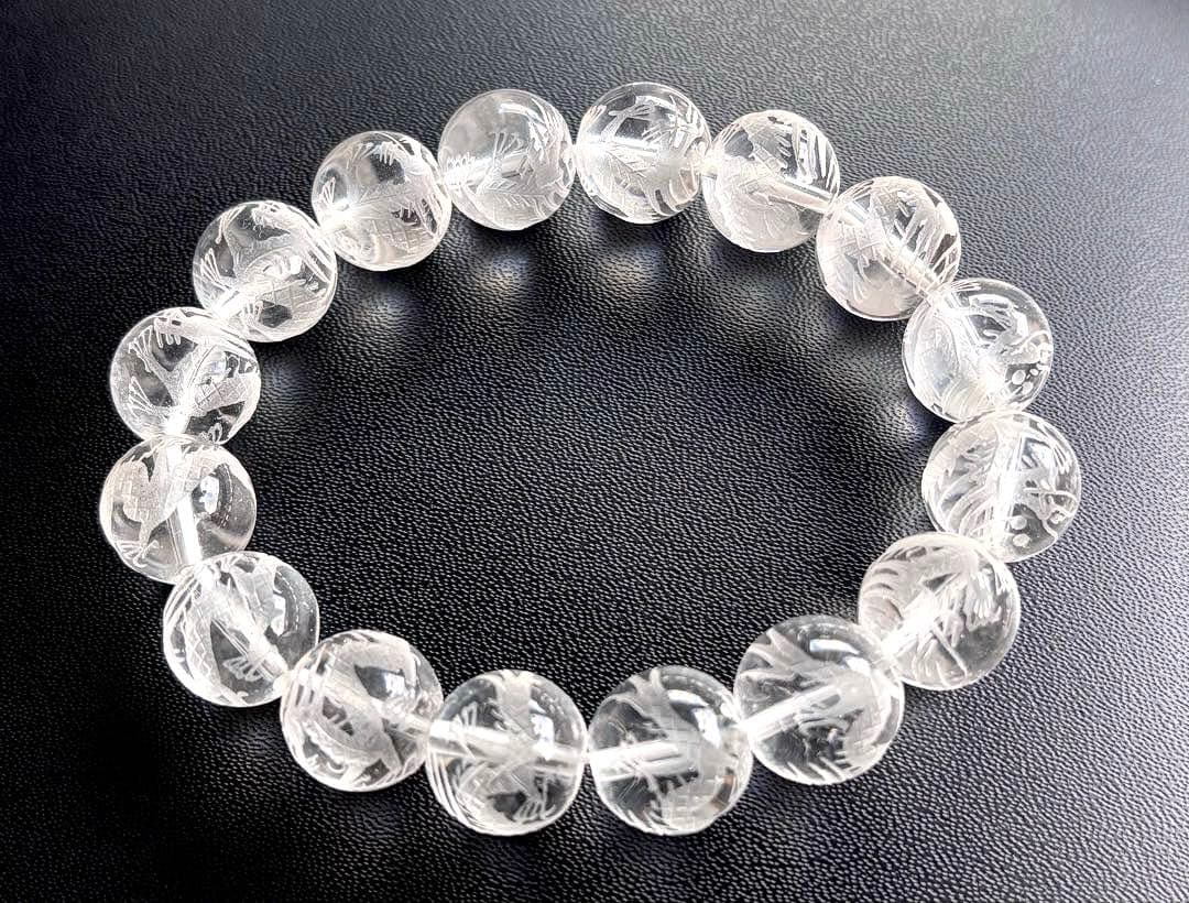 究極品質　ヒマラヤ幻の聖山　オールドカイラス水晶の皇帝龍神大珠ブレス　13.5㎜