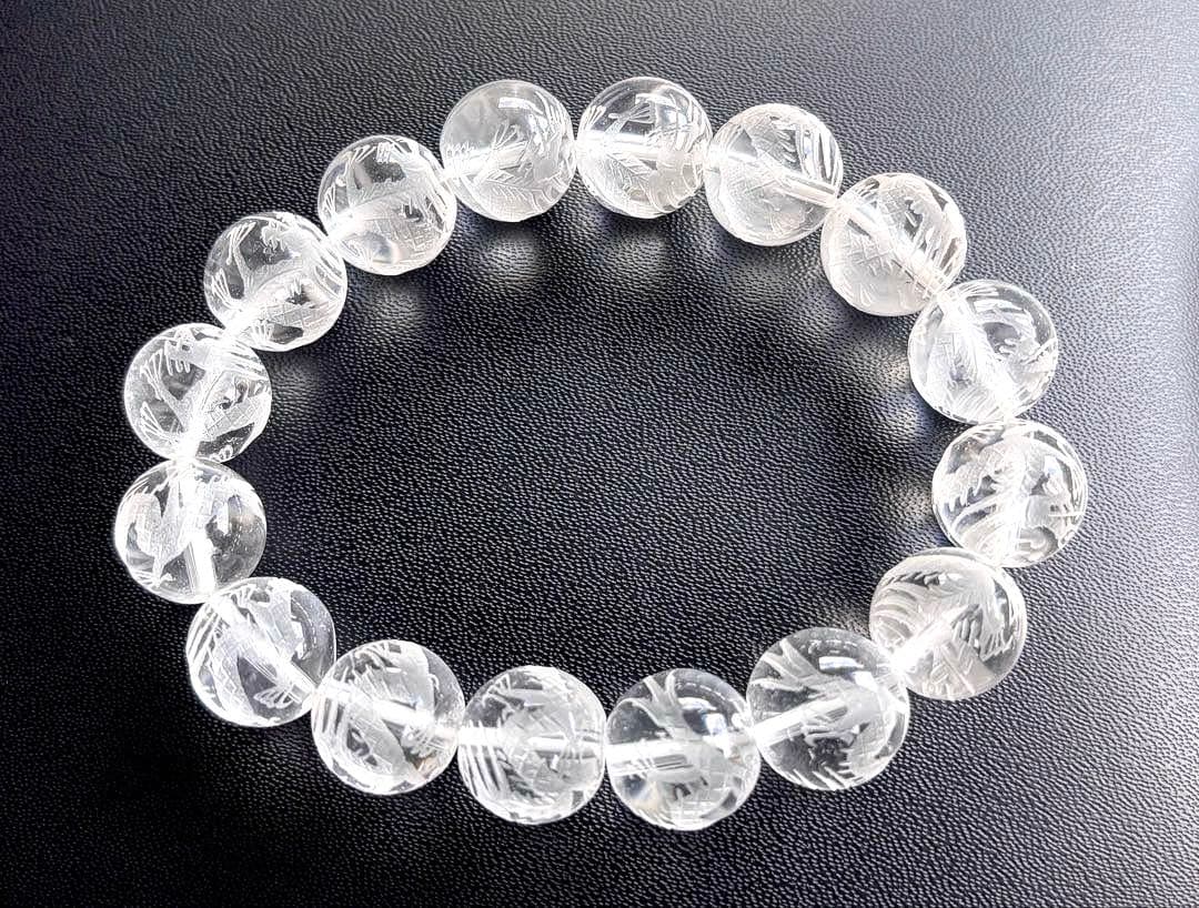 究極品質　ヒマラヤ幻の聖山　オールドカイラス水晶の皇帝龍神大珠ブレス　13.5㎜