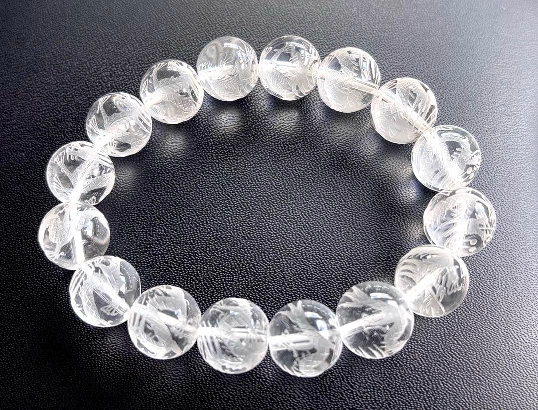 究極品質　ヒマラヤ幻の聖山　オールドカイラス水晶の皇帝龍神大珠ブレス　13.5㎜