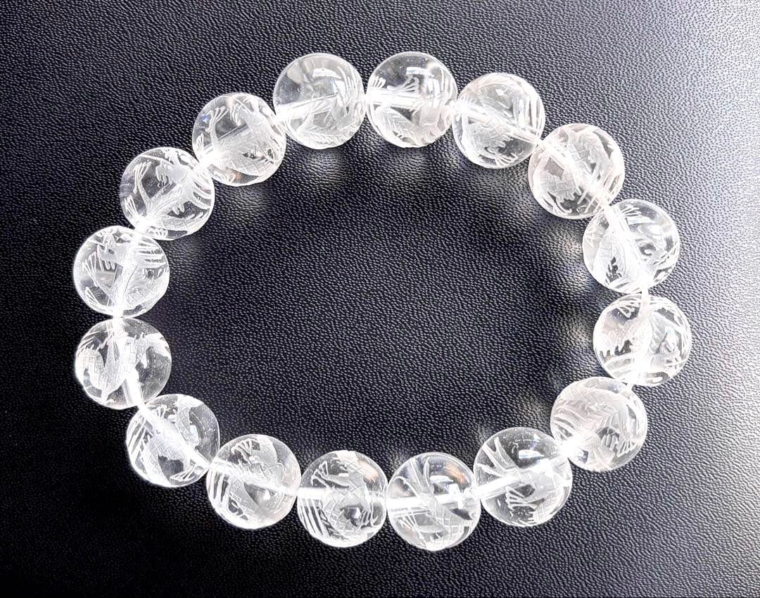 究極品質　ヒマラヤ幻の聖山　オールドカイラス水晶の皇帝龍神大珠ブレス　13.5㎜