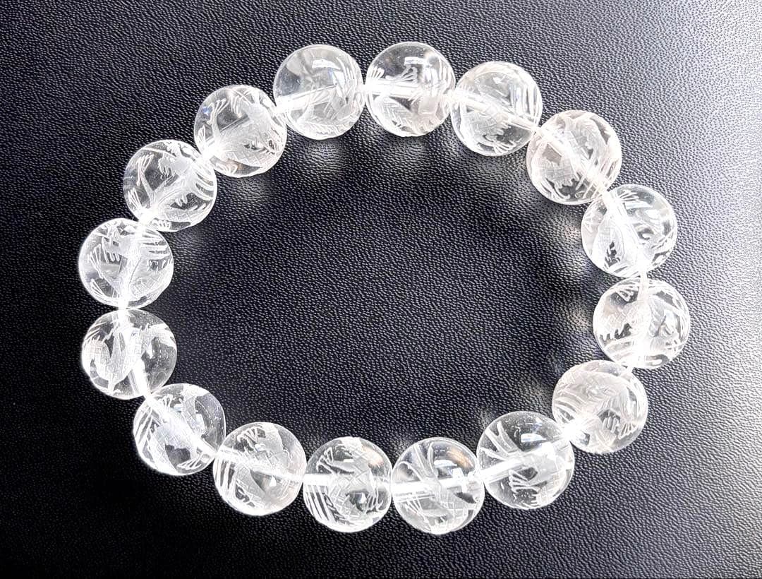 究極品質　ヒマラヤ幻の聖山　オールドカイラス水晶の皇帝龍神大珠ブレス　13.5㎜