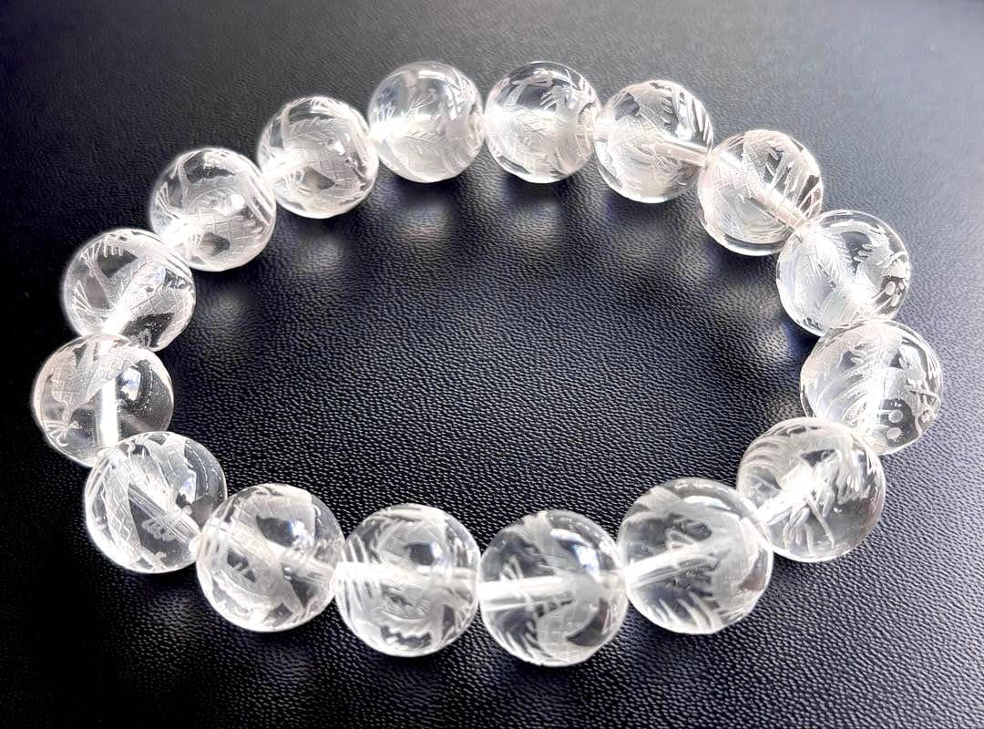 究極品質　ヒマラヤ幻の聖山　オールドカイラス水晶の皇帝龍神大珠ブレス　13.5㎜