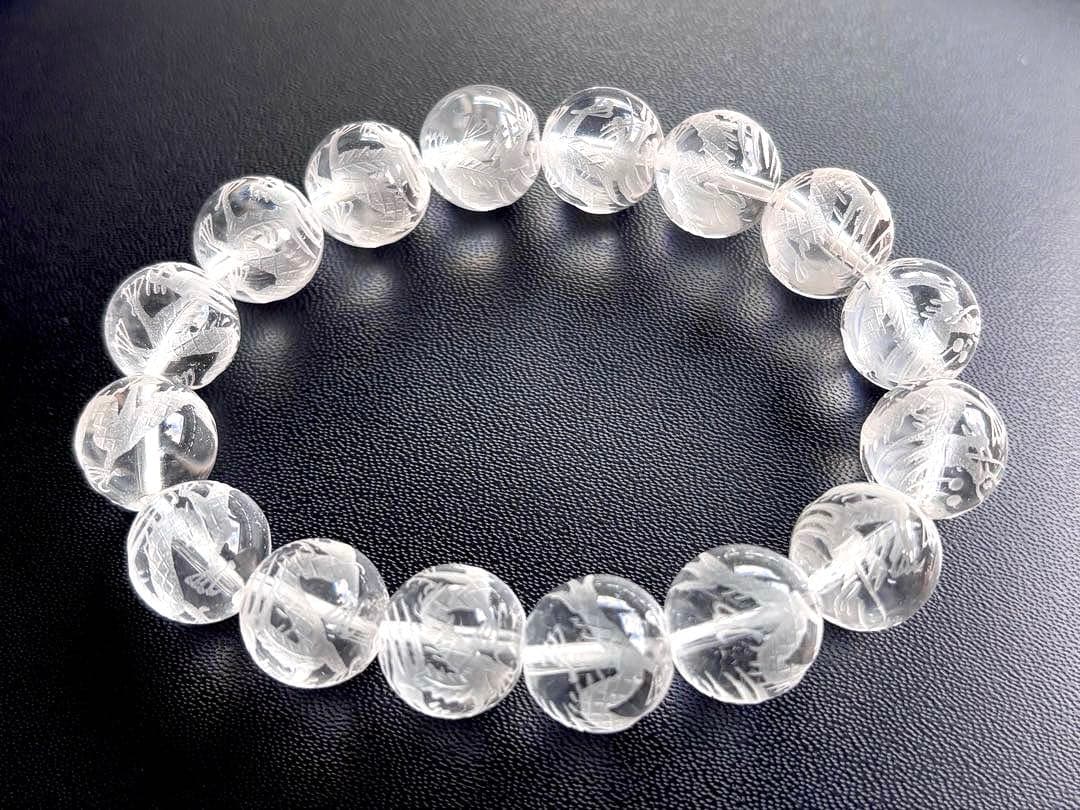 究極品質　ヒマラヤ幻の聖山　オールドカイラス水晶の皇帝龍神大珠ブレス　13.5㎜