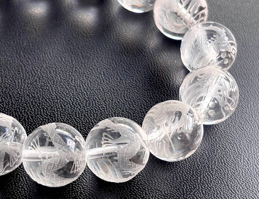 究極品質　ヒマラヤ幻の聖山　オールドカイラス水晶の皇帝龍神大珠ブレス　13.5㎜